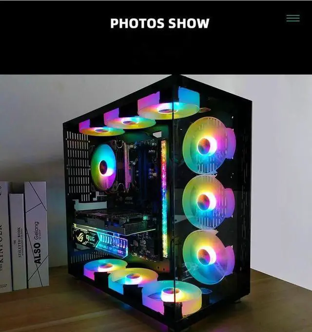 Alt view image 3 of 7 - 14cm ARGB Fan 140mm Case Fan with Music Controller Support AURA SYNC Computer Cooler Cooling RGB Case Fans 14cm
