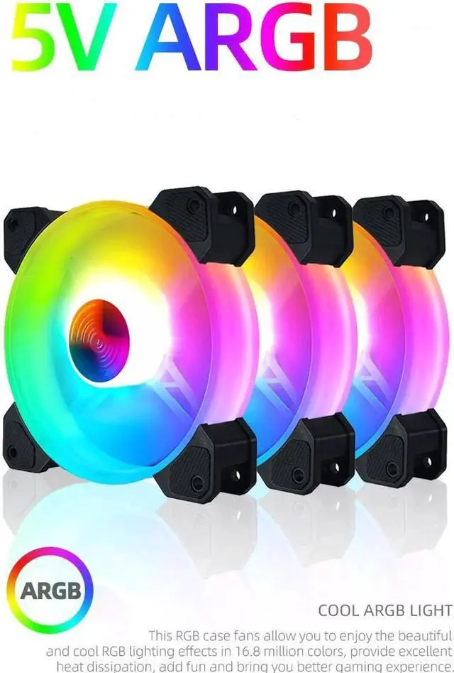 Alt view image 5 of 7 - 14cm ARGB Fan 140mm Case Fan with Music Controller Support AURA SYNC Computer Cooler Cooling RGB Case Fans 14cm