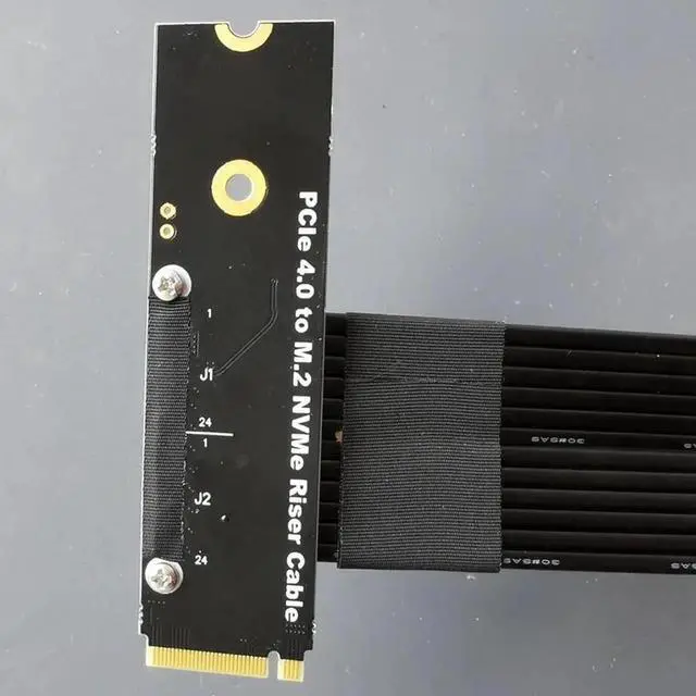 Alt view image 2 of 7 - PCI-E 4.0 16x PCIe x16 Extender to M2 M.2 NVMe M-Key Riser Card Extension Cord Gen4.0 64Gbps with Sata Power Cable