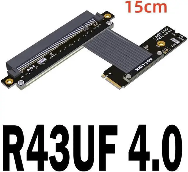 Main image of PCI-E 4.0 16x PCIe x16 Extender to M2 M.2 NVMe M-Key Riser Card Extension Cord Gen4.0 64Gbps with Sata Power Cable