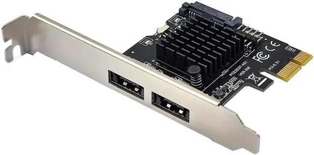 Alt view image 5 of 7 - PCI Express eSATA Expansion Card PCIE X1 to 2Port eSATA Adapter with SATA Power USB2.0 9Pin Header Support 3.5" HDD ASM1061 Chip