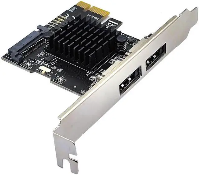 Alt view image 6 of 7 - PCI Express eSATA Expansion Card PCIE X1 to 2Port eSATA Adapter with SATA Power USB2.0 9Pin Header Support 3.5" HDD ASM1061 Chip