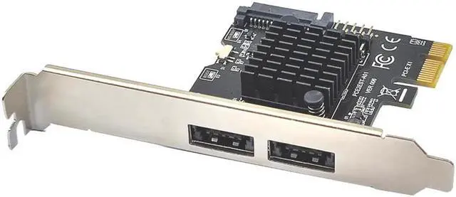 Alt view image 7 of 7 - PCI Express eSATA Expansion Card PCIE X1 to 2Port eSATA Adapter with SATA Power USB2.0 9Pin Header Support 3.5" HDD ASM1061 Chip