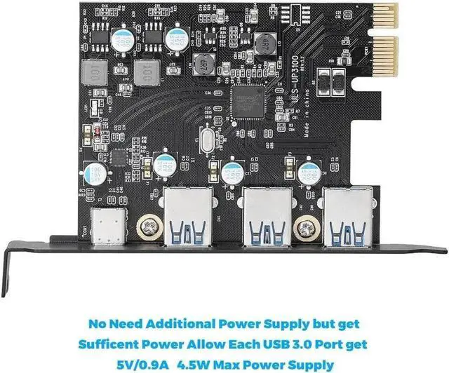 Alt view image 5 of 6 - 4Ports PCI-E Card 3 USB A with 1 USB C PCIE1X Expand Add on Card with FL1100 USB3.0 Adapter for Desktop Computer PC