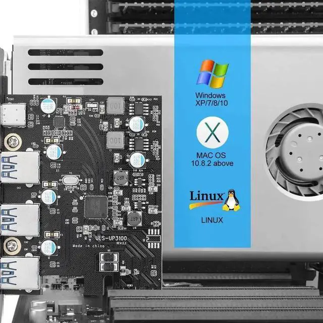 Alt view image 2 of 6 - 4Ports PCI-E Card 3 USB A with 1 USB C PCIE1X Expand Add on Card with FL1100 USB3.0 Adapter for Desktop Computer PC