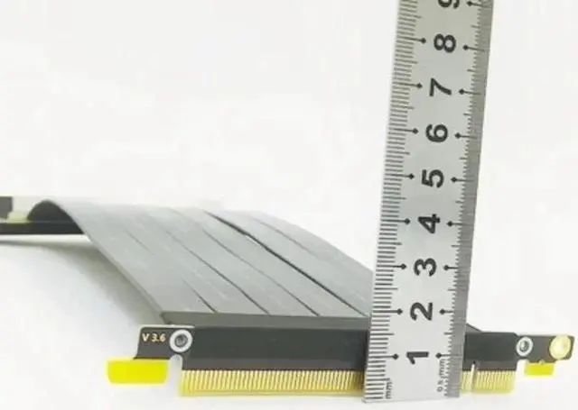 Alt view image 4 of 7 - PCI Express 3.0 Double 90 Degree Right Angle PCIe 3.0 x16 x16 Extension Cable 16x Riser Ribbon Extender For Graphics Vertical