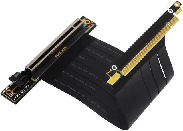 Alt view image 6 of 7 - PCI Express 3.0 Double 90 Degree Right Angle PCIe 3.0 x16 x16 Extension Cable 16x Riser Ribbon Extender For Graphics Vertical