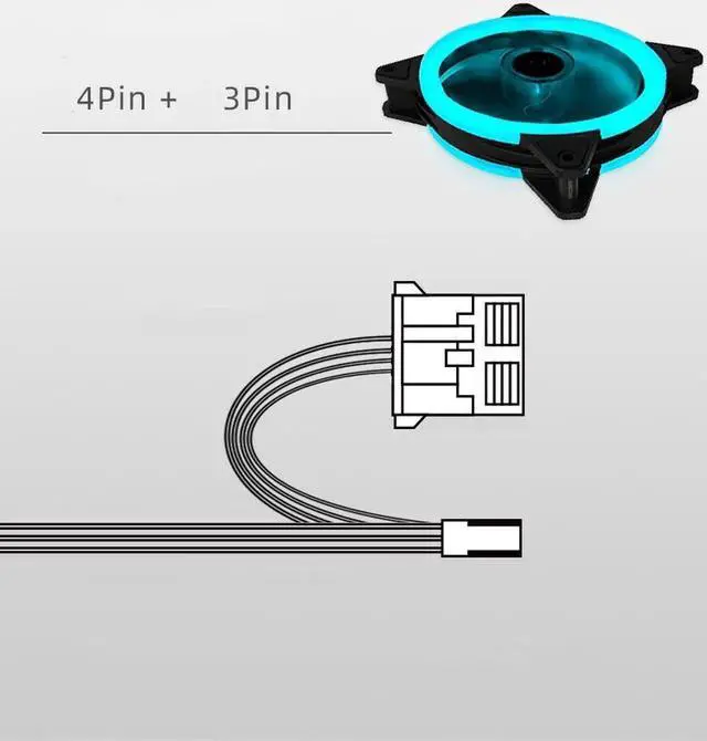 Alt view image 3 of 7 - 12cm LED Case Fan 120mm Fans Silent Sleeve Bearing 4pin Desktop PC Fan Computer Cooling Cooler CPU Coolers Radiators
