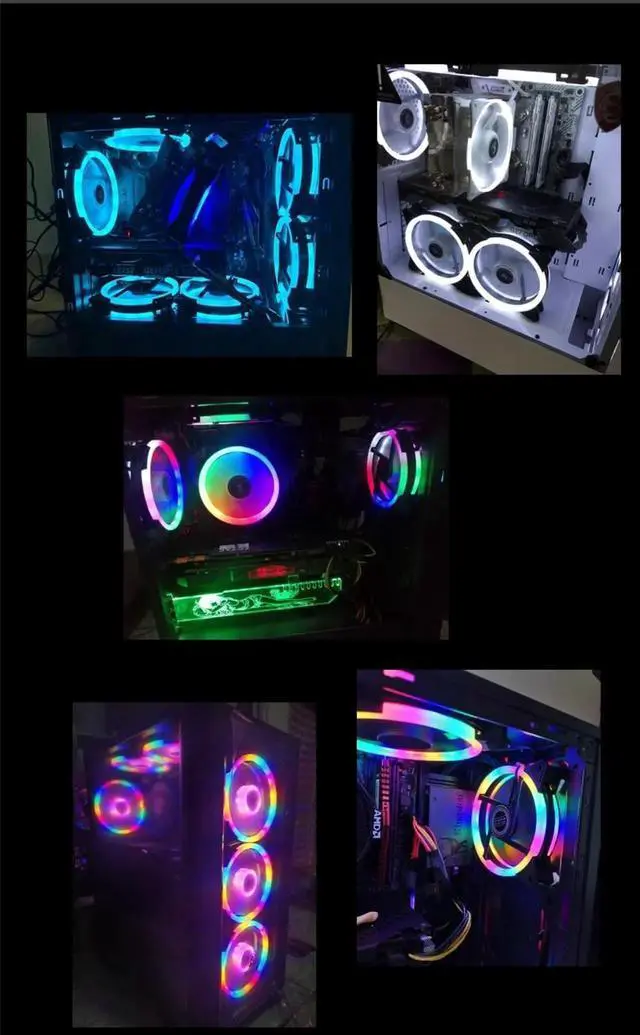 Alt view image 2 of 7 - 12cm LED Case Fan 120mm Fans Silent Sleeve Bearing 4pin Desktop PC Fan Computer Cooling Cooler CPU Coolers Radiators