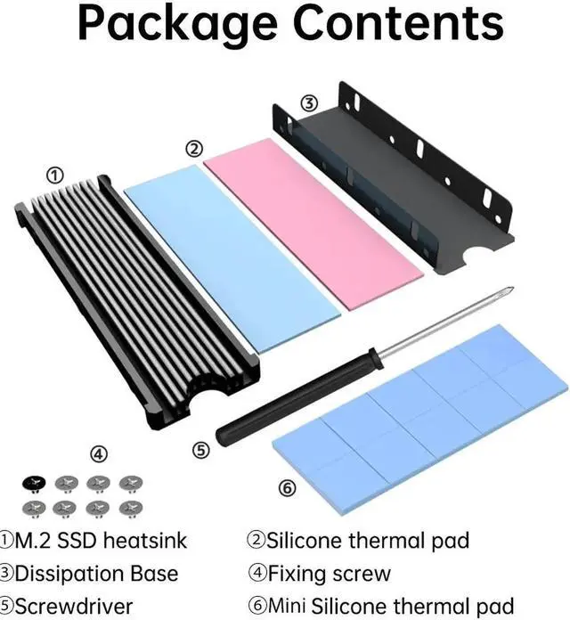 Alt view image 4 of 7 - M.2 2280 SSD Heatsink Support PS5 PC NVME NGFF 2280 SSD Double-Sided Heat Sink Cooling with Thermal Silicone Pads Cooler N/A
