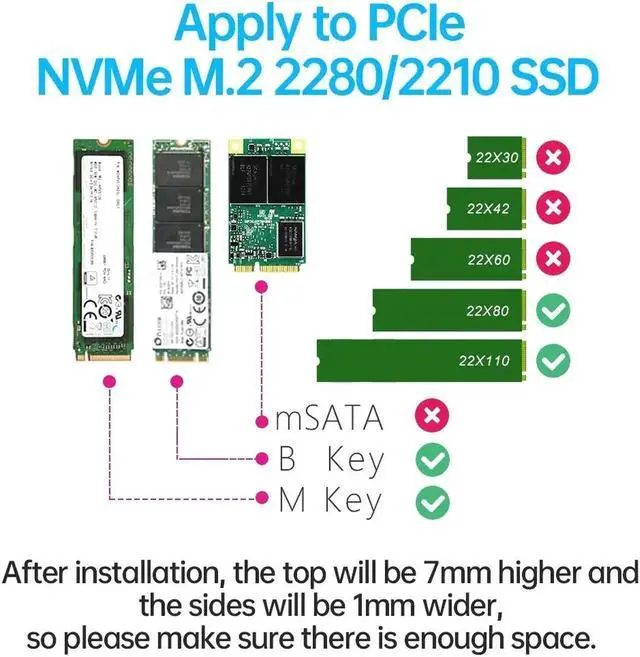 Alt view image 7 of 7 - M.2 2280 SSD Heatsink Support PS5 PC NVME NGFF 2280 SSD Double-Sided Heat Sink Cooling with Thermal Silicone Pads Cooler N/A