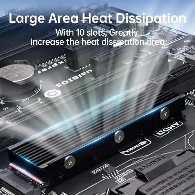 Alt view image 2 of 7 - M.2 2280 SSD Heatsink Support PS5 PC NVME NGFF 2280 SSD Double-Sided Heat Sink Cooling with Thermal Silicone Pads Cooler N/A
