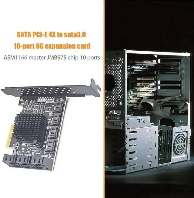 Alt view image 4 of 6 - Chi a Mining PCIE SATA Card Adapter 10 port SATA 3.0 to PCI Express 3.0 X4 Expansion Card SATA3.0 6G PCI-E SATA Controller Riser