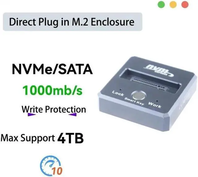 Main image of M2 SATA NVMe to USB 3.1 10Gbps Direct Plug in SSD Adapter M.2 Case JMS583/9210B Chip for 2230 2242 2280 2210 M2 SSD Enclosure