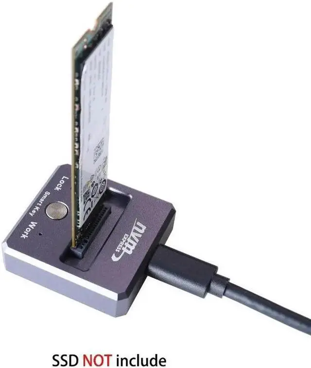 Alt view image 2 of 7 - M2 SATA NVMe to USB 3.1 10Gbps Direct Plug in SSD Adapter M.2 Case JMS583/9210B Chip for 2230 2242 2280 2210 M2 SSD Enclosure Grey