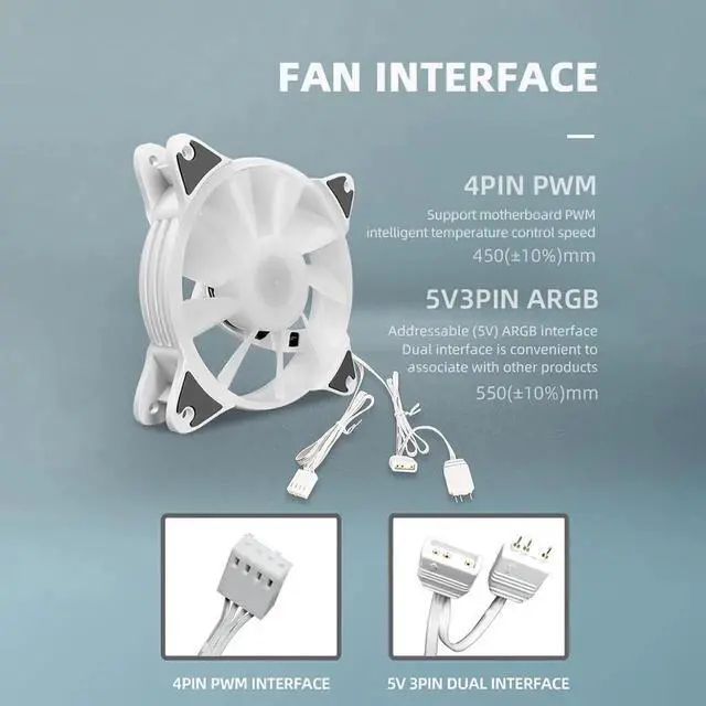Alt view image 4 of 7 - 12cm 5V PWM PC Case Fan Addressable ARGB CPU Cooling Radiator Heatsink for Desktop Chassis 4Pin Cooling Fan 120mm for PC