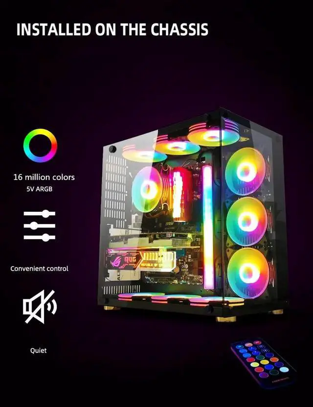 Alt view image 7 of 7 - 120mm Case Fan Cooler PC Air 12cm Cooling Fans 6PIN RGB Radiator 12V Mute Computer ARGB Aura Sync