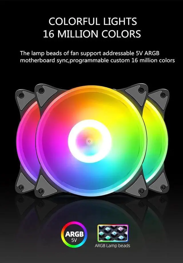 Alt view image 6 of 7 - 120mm Case Fan Cooler PC Air 12cm Cooling Fans 6PIN RGB Radiator 12V Mute Computer ARGB Aura Sync