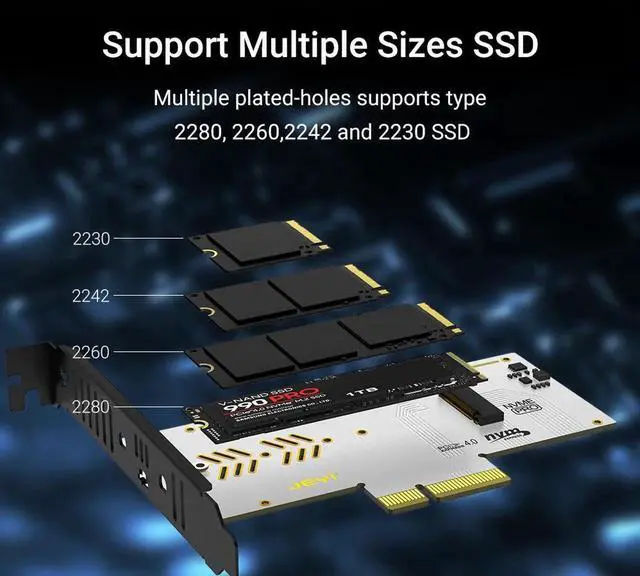 Alt view image 7 of 7 - PCIE To NVMe Adapter With Aluminum Alloy Heatsink, M.2 RGB PCIe 4.0 Card With 1/2U Low Standard Profile Bracket