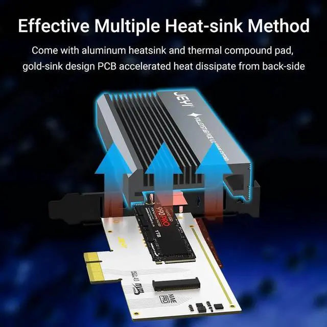 Alt view image 6 of 7 - PCIE To NVMe Adapter With Aluminum Alloy Heatsink, M.2 RGB PCIe 4.0 Card With 1/2U Low Standard Profile Bracket