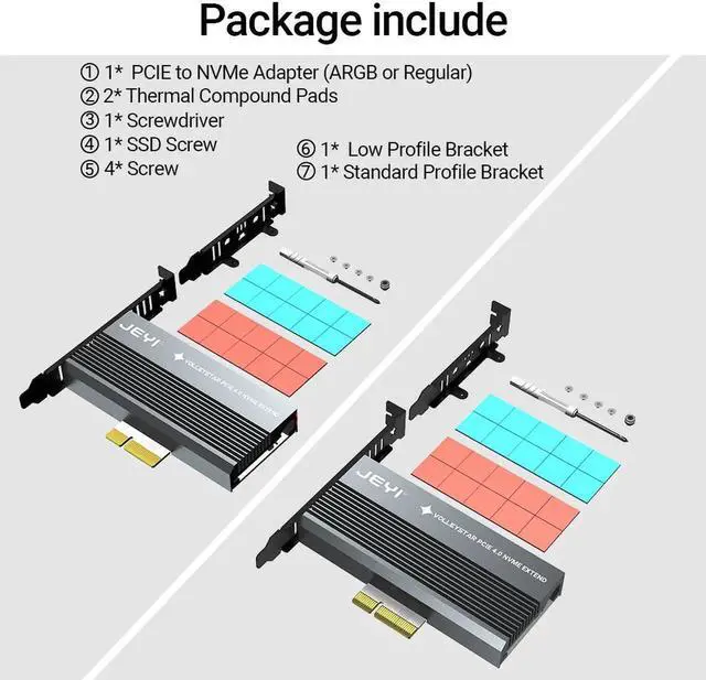 Alt view image 3 of 7 - PCIE To NVMe Adapter With Aluminum Alloy Heatsink, M.2 RGB PCIe 4.0 Card With 1/2U Low Standard Profile Bracket