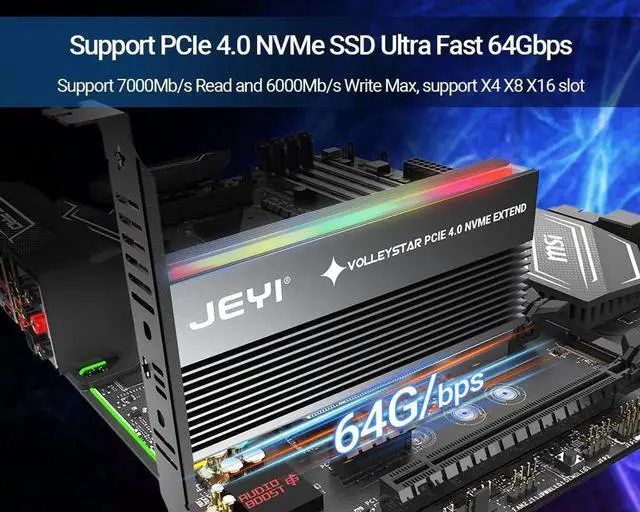 Alt view image 2 of 7 - PCIE To NVMe Adapter With Aluminum Alloy Heatsink, M.2 RGB PCIe 4.0 Card With 1/2U Low Standard Profile Bracket
