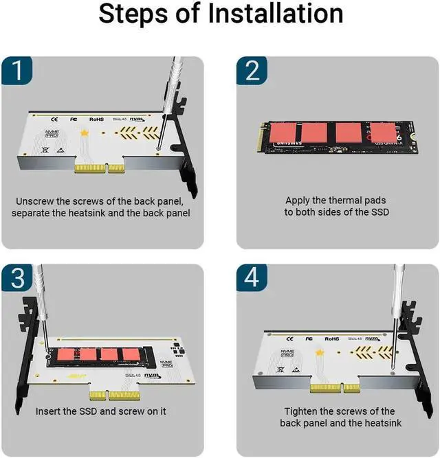 Alt view image 3 of 7 - PCIE To NVMe Adapter With Aluminum Alloy Heatsink, M.2 RGB PCIe 4.0 Card With 1/2U Low Standard Profile Bracket N/A