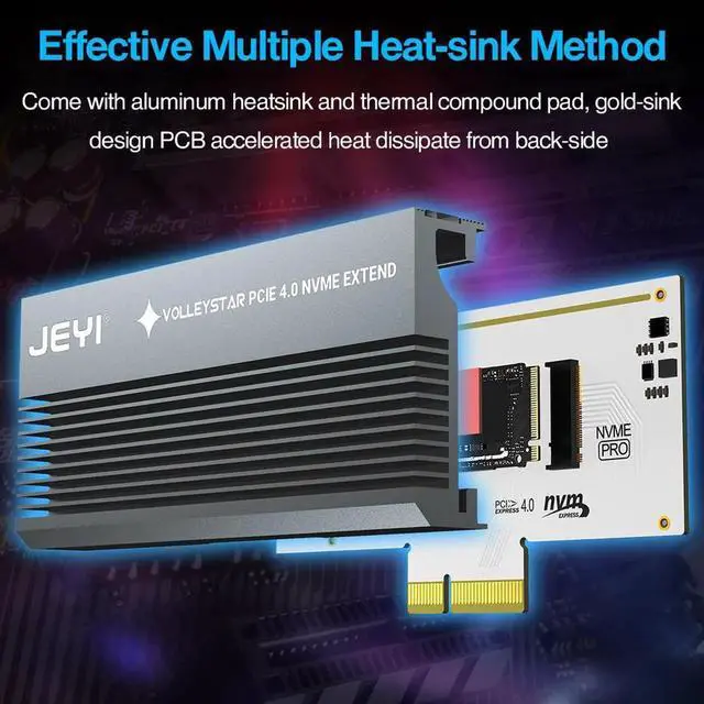 Alt view image 5 of 7 - PCIE To NVMe Adapter With Aluminum Alloy Heatsink, M.2 RGB PCIe 4.0 Card With 1/2U Low Standard Profile Bracket N/A