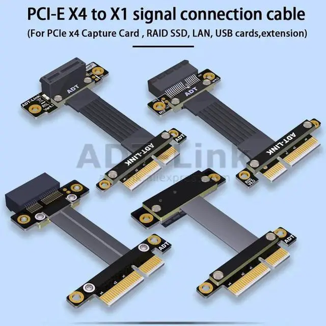 Alt view image 7 of 7 - PCIe X4 To X1 Riser for Sound Card Network Card Capture Card Gigabit Wireless LAN, USB Audio Card 1x 4x Adaptor extension cables Red