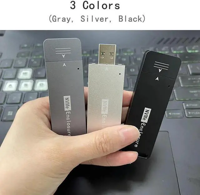 Alt view image 3 of 7 - NVME Case Enclosure SSD NVME to USB Adapter M.2 NVMe Box 10Gbps USB3.1 Type-A PCIe M2 SSD Case Enclosure For 2230 2242 SSD Drive Grey