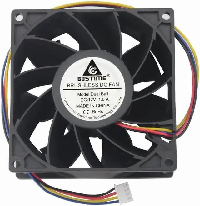 Alt view image 4 of 5 - DC 12V 24V Fan 9cm 92mm 9238 92x92x38mm Dual Ball Bearing Ventilation Exhaust Cooling Fan 9238 Fan 4Pin Dual Ball Fan
