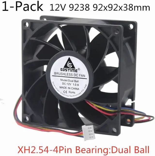 Main image of DC 12V 24V Fan 9cm 92mm 9238 92x92x38mm Dual Ball Bearing Ventilation Exhaust Cooling Fan 9238 Fan 4Pin Dual Ball Fan