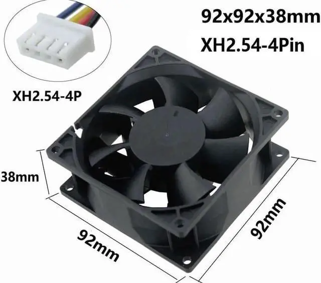 Alt view image 5 of 5 - DC 12V 24V Fan 9cm 92mm 9238 92x92x38mm Dual Ball Bearing Ventilation Exhaust Cooling Fan 9238 Fan 4Pin Dual Ball Fan