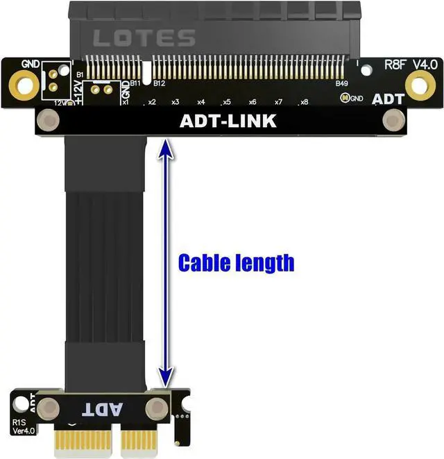 Alt view image 3 of 4 - PCI Express 4.0 R18 PCIe X1 To X8 Extension Cable Support Network Card SSD Hard Disk PCI Express 4.0 Riser 8x 1x Gold