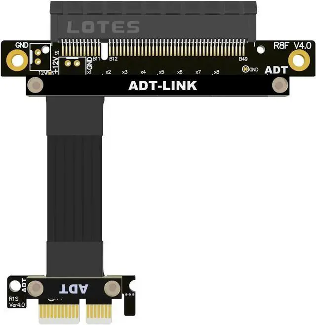 Alt view image 2 of 4 - PCI Express 4.0 R18 PCIe X1 To X8 Extension Cable Support Network Card SSD Hard Disk PCI Express 4.0 Riser 8x 1x Gold