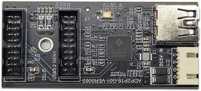 Alt view image 4 of 7 - Header 19pin to Dual 19Pin Motherboard Splitter USB 3.0 Hub USB Adapter Conector USB 19Pin Connector 6Gbps Riser Extension Cable Grey