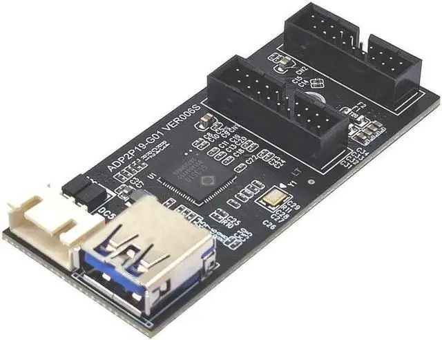 Alt view image 5 of 7 - Header 19pin to Dual 19Pin Motherboard Splitter USB 3.0 Hub USB Adapter Conector USB 19Pin Connector 6Gbps Riser Extension Cable Grey