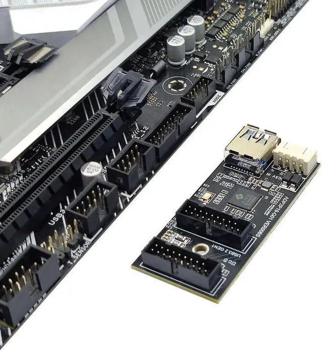 Alt view image 3 of 7 - Header 19pin to Dual 19Pin Motherboard Splitter USB 3.0 Hub USB Adapter Conector USB 19Pin Connector 6Gbps Riser Extension Cable Grey