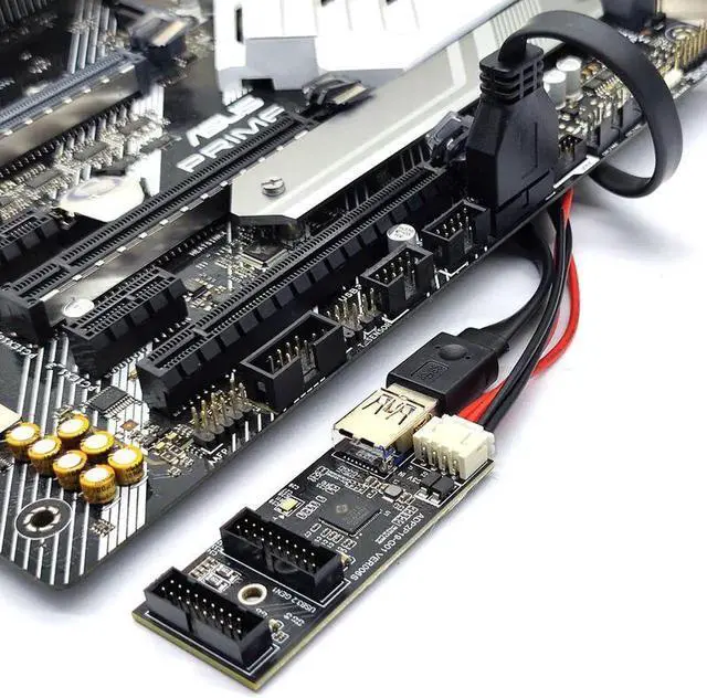 Alt view image 7 of 7 - Header 19pin to Dual 19Pin Motherboard Splitter USB 3.0 Hub USB Adapter Conector USB 19Pin Connector 6Gbps Riser Extension Cable Grey