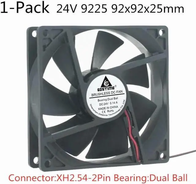 Alt view image 3 of 5 - 12V 24V 48V Fan 9cm 92mm 9225 92x92x25mm Ultrathin Brushless Axial Cooling Fan 9225 Fan 2Pin Dual Ball USB Fan Grill Net