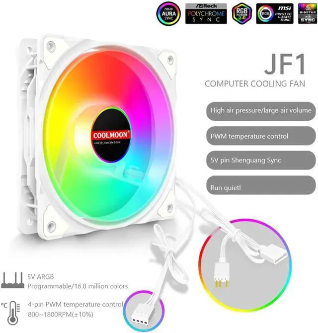 Main image of 12cm Cooling Fan 5V 3Pin ARGB Mute CPU Cooler PC Case Fan 120mm Cooling 4Pin PWM Ventilador Aura Sync with ARGB Controller