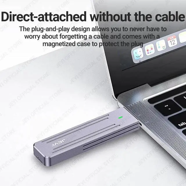 Alt view image 3 of 7 - Direct-attach M.2 NVMe Enclosure, USB-A Plug USB 3.2 10Gbps In-line Aluminum 2242 2280 SSD Case With Magnet Protective Case