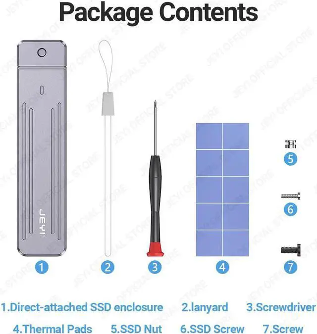 Alt view image 7 of 7 - Direct-attach M.2 NVMe Enclosure, USB-A Plug USB 3.2 10Gbps In-line Aluminum 2242 2280 SSD Case With Magnet Protective Case
