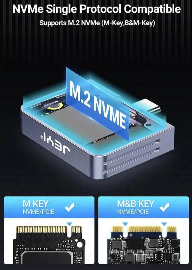 Alt view image 2 of 7 - 2230 M.2 NVMe Direct-attach SSD Enclosure, USB 3.2 10Gbps In-line Aluminum Solid State Drive With Magnet Protective Case