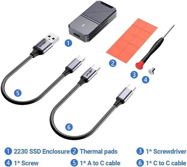 Alt view image 5 of 7 - 2230 NVMe SSD Enclosure, PCIe USB3.2 10Gbps Aluminum M.2 Case Portable External Solid State Disk Box Supports UASP TRIM