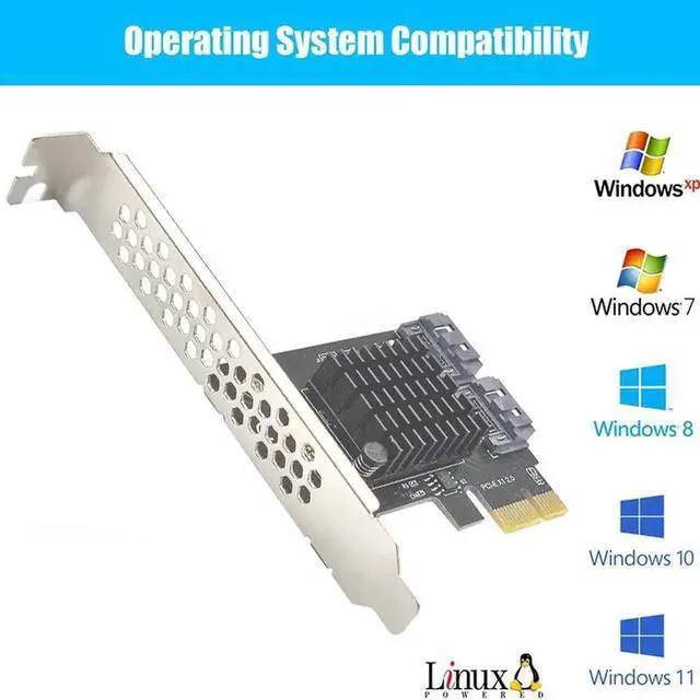 Alt view image 5 of 7 - Chi a Mining PCIE SATA PCI-E Adapter 2 Port SATA 3.0 6Gbps Controller PCI Express X1 to SATA 3 Expansion Card Riser ASMedia 1061