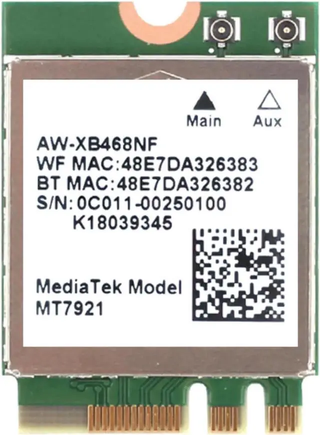 Main image of Wi-Fi 6 MediaTek MT7921 wifi 6 1800M Bluetooth 5.2 wireless WIFI network card NGFF m.2 support windows10 / 11