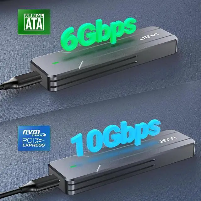 Alt view image 4 of 7 - M.2 NVMe SATA SSD Enclosure, USB 3.2 Gen 2 10Gbps or 6Gbps NGFF M-Key B-Key External Aluminum M.2 Case Support Trim UASP