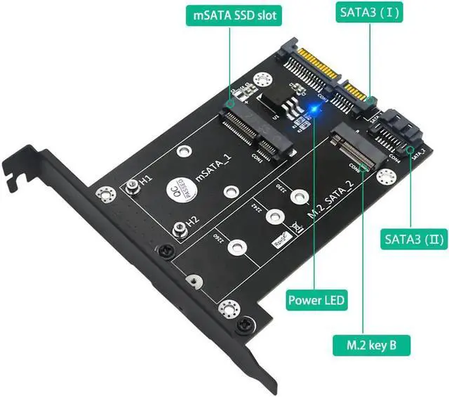 Main image of 2 in 1 MSATA NGFF M2 to SATA 3.0 Expansion Card PCI Express PCIE to M2 Adapter M.2 to SATA Converter Riser for Mining