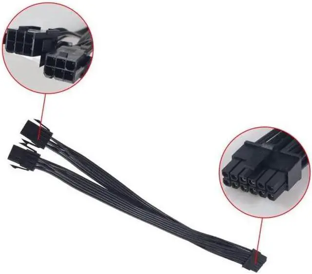 Alt view image 2 of 5 - Dual PCIe 6/8 Pin Female to Mini 12 Pin Male GPU Power Adapter Cable Compatible with NVIDIA GeForce RTX 30 Series RTX 3080 RTX 3090 GPU (Double 6Pin)